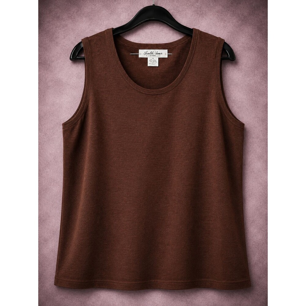 JUDITH HART SILK BLEND TANK TOP WOMENS 2X BROWN MINIMALIST LUXURY